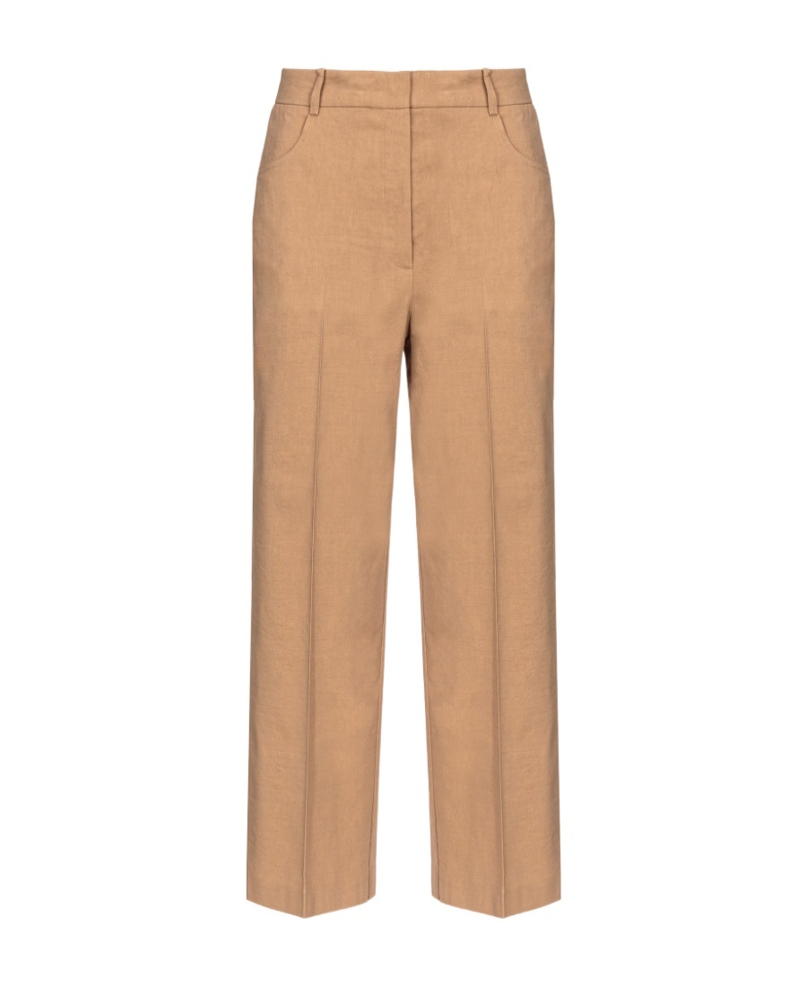 Pinko Wide-leg Trousers With Side Slit In Nude