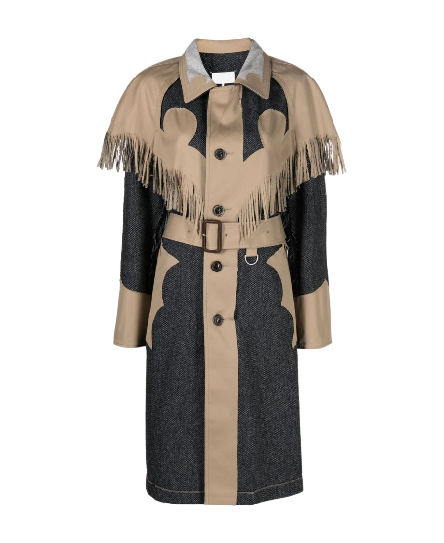 Maison Margiela Fringed Panelled Single-breasted Coat In Black