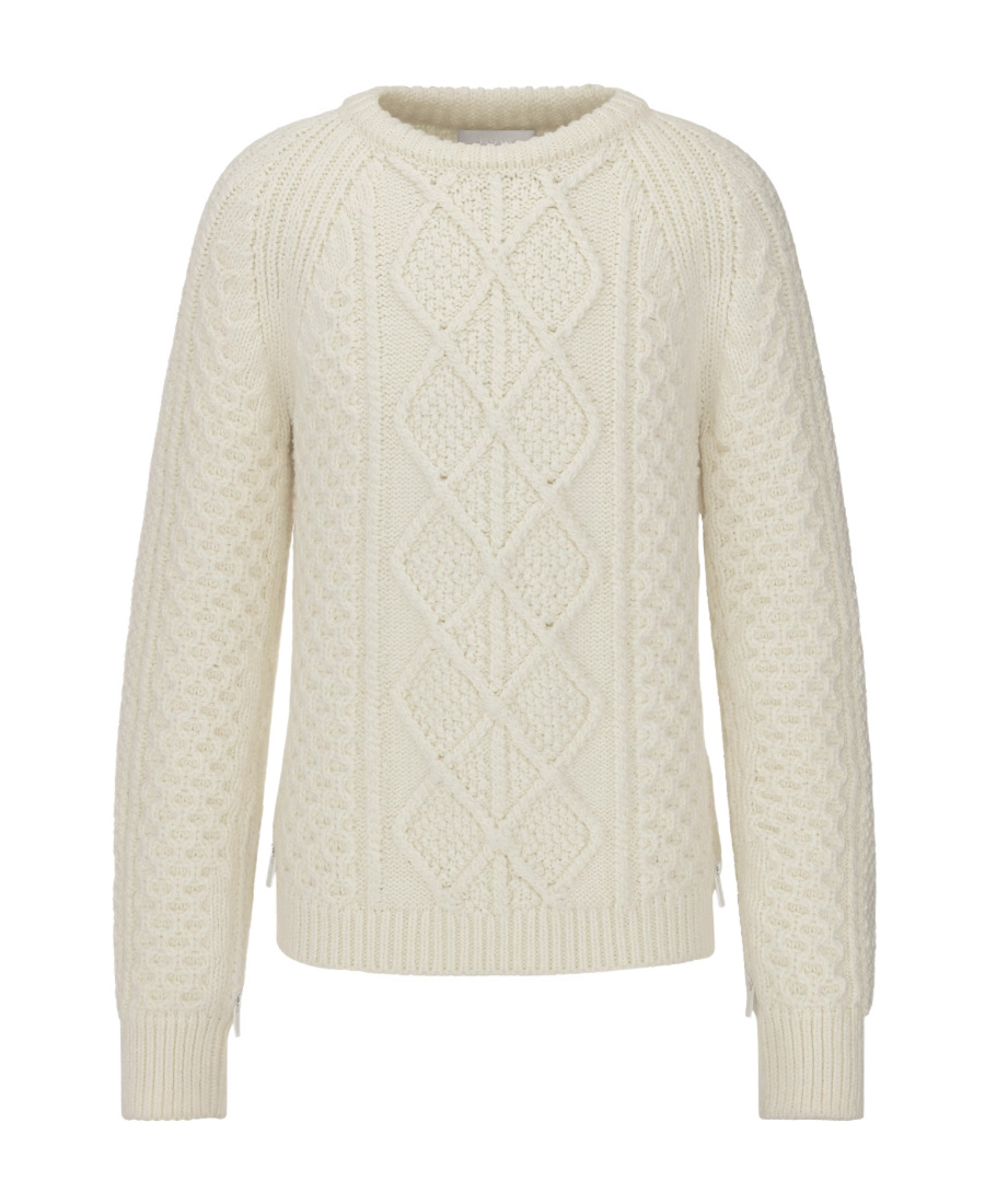 Dior Cable Knit Sweater With Ribbed Finish In White
