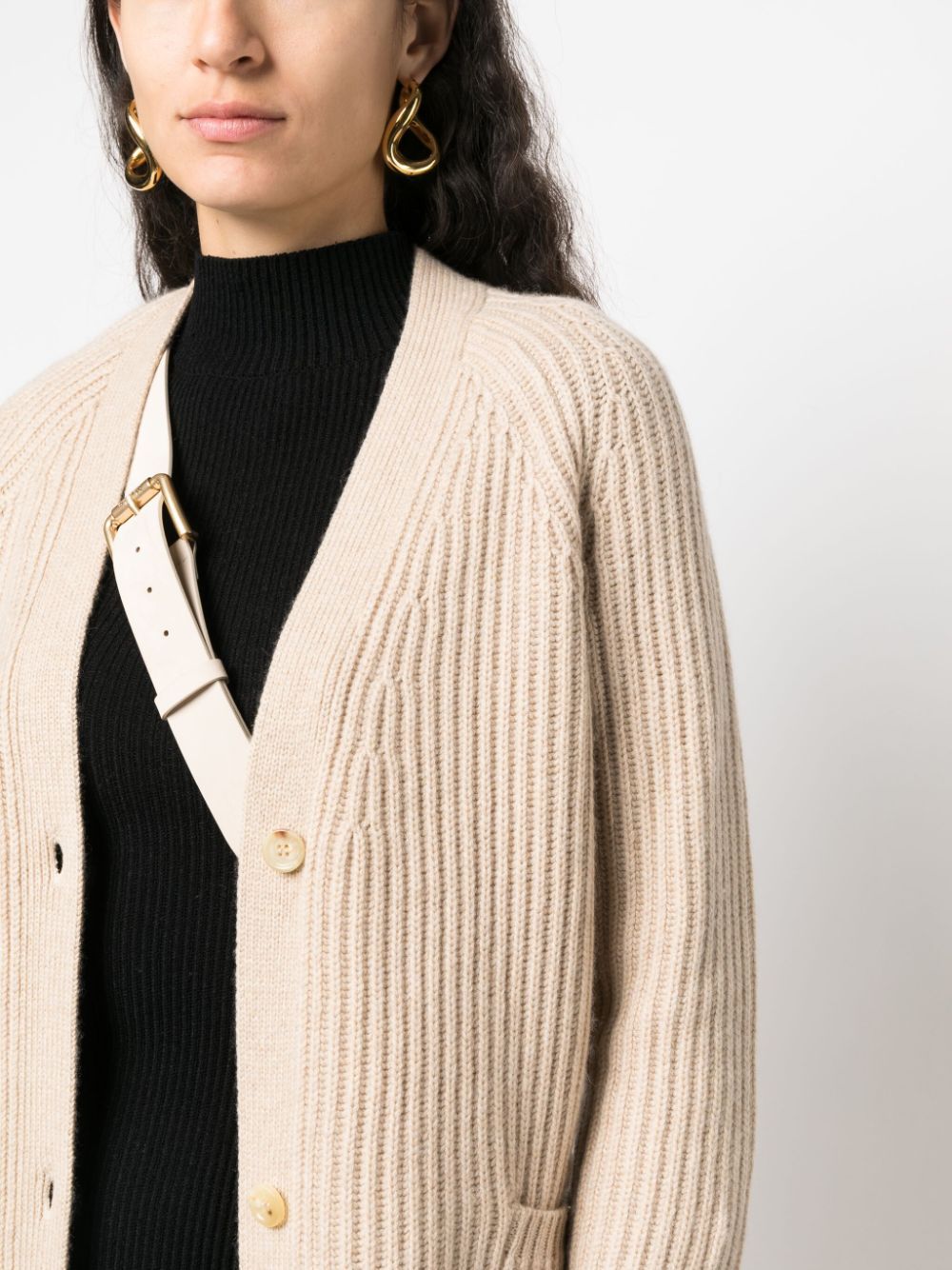 Shop Max Mara Ribbed-knit Wool-cashmere Cardi-coat In Nude