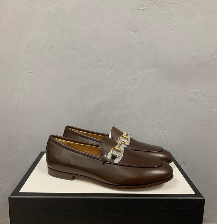 Gucci Jordaan Horsebit Loafers In Brown