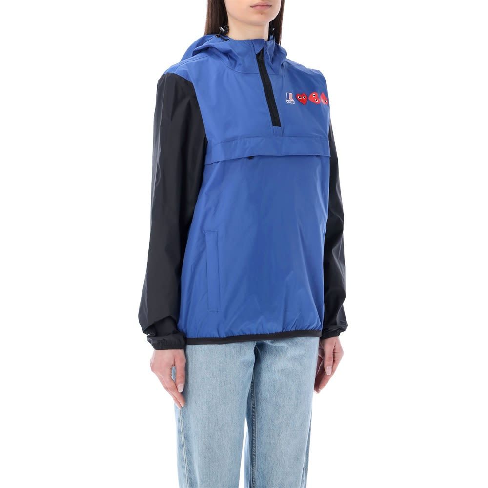 Comme Des Garçons Play X K-way Half-zip Jacket In Blue