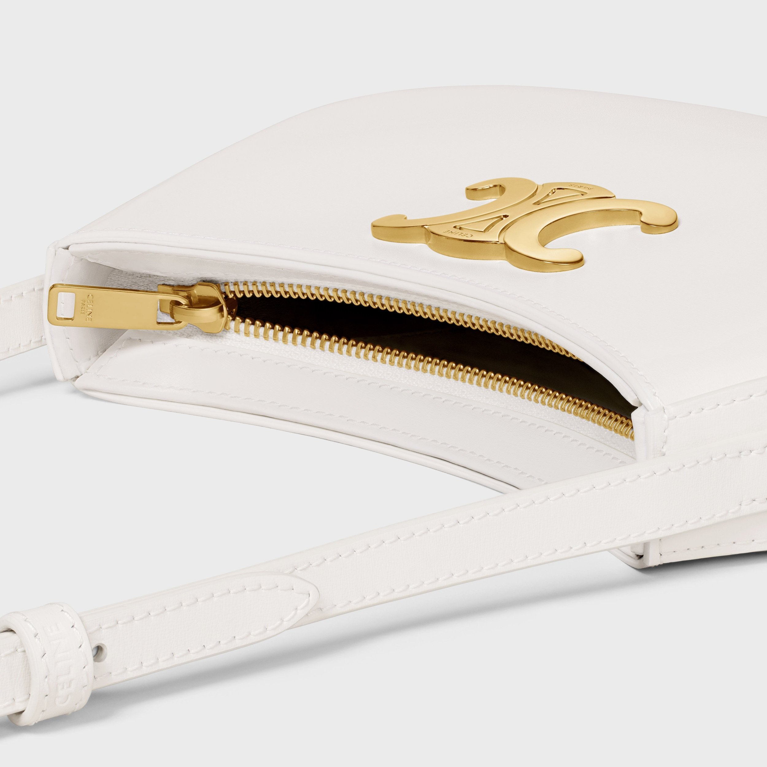 Celine Zippered Shoulder Bag In White
