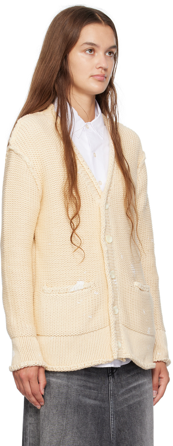 R13 Crimped Knitted Cardigan In Nude