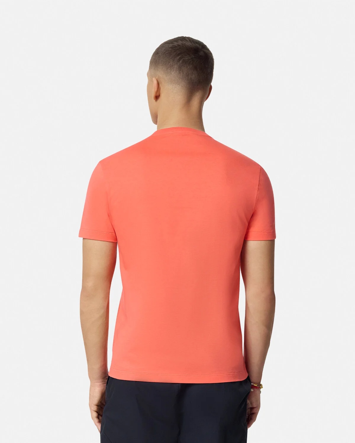 Versace Orange Medusa-embroidered Cotton T-shirt In Pink
