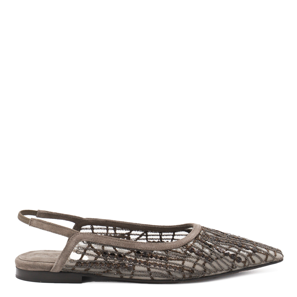 Brunello Cucinelli Women Sandal With Sparkling Abstract Embroidery In Suede In Multicolor