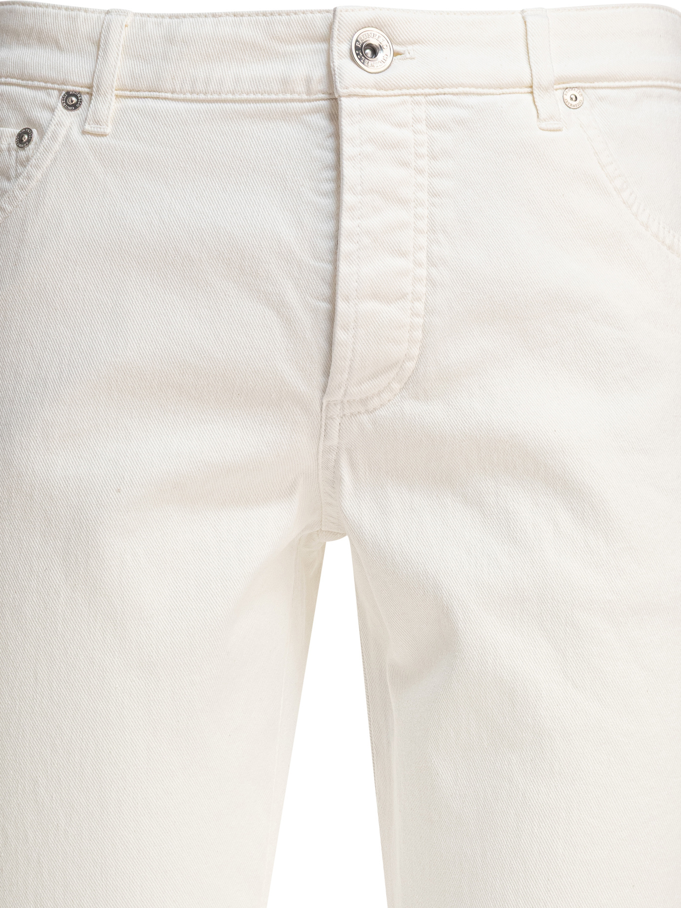 Brunello Cucinelli Logo-embroidered Tapered Cotton Jeans In White