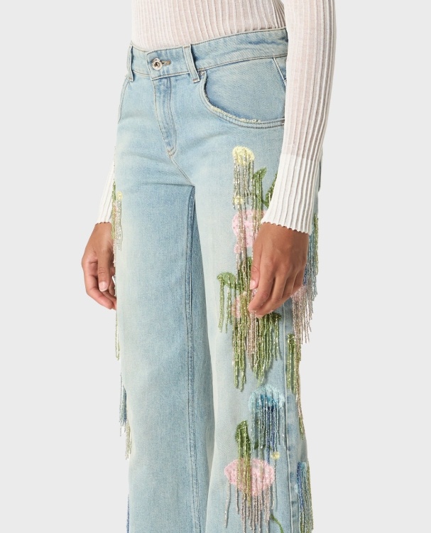 Blumarine Bead-tassel Jeans In Blue