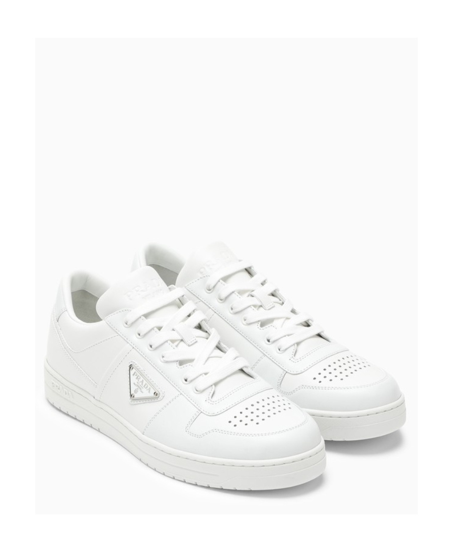Prada Downtown Leather Low-top Sneakers In Red