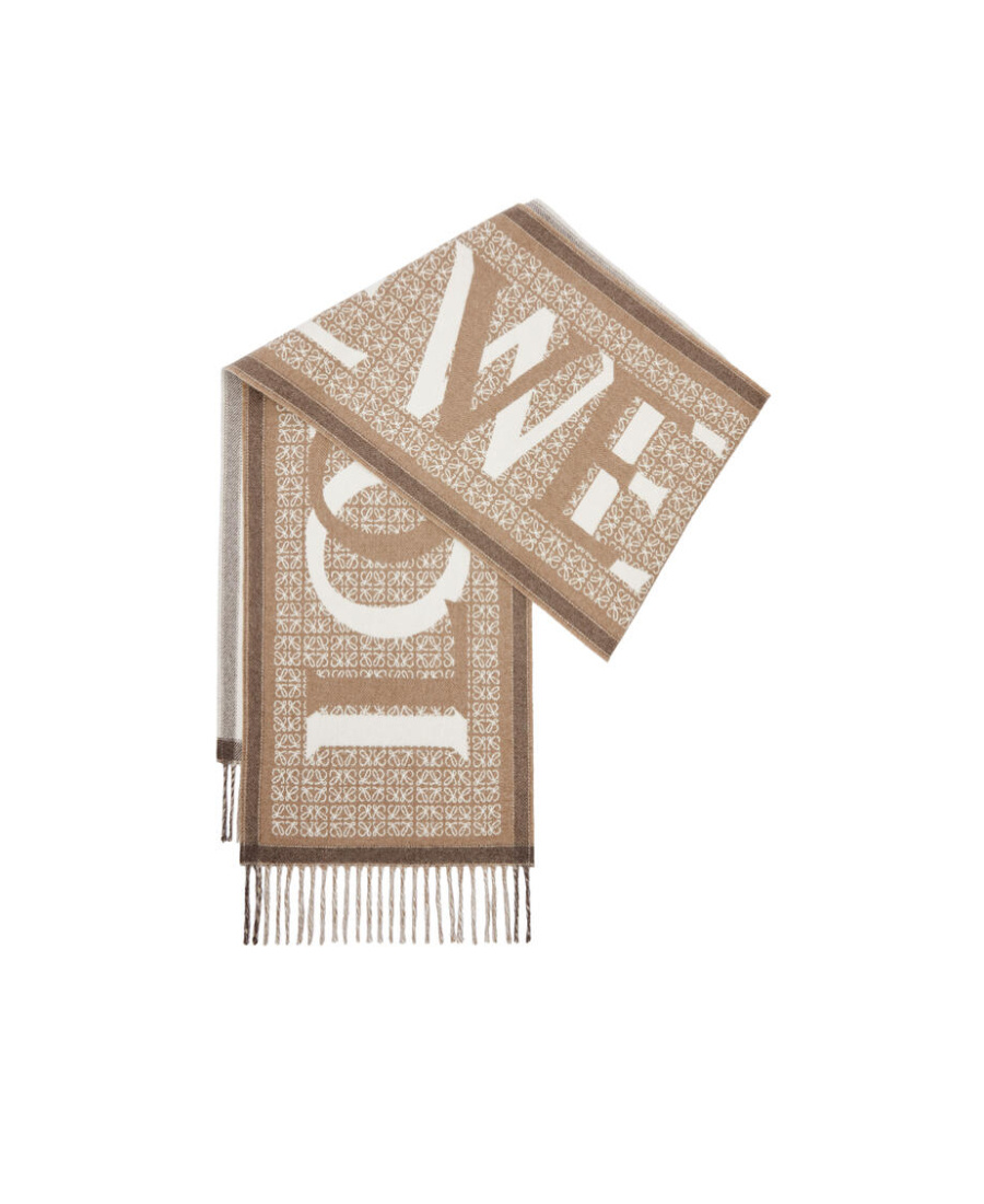 Loewe Love Wool-blend Scarf In Nude
