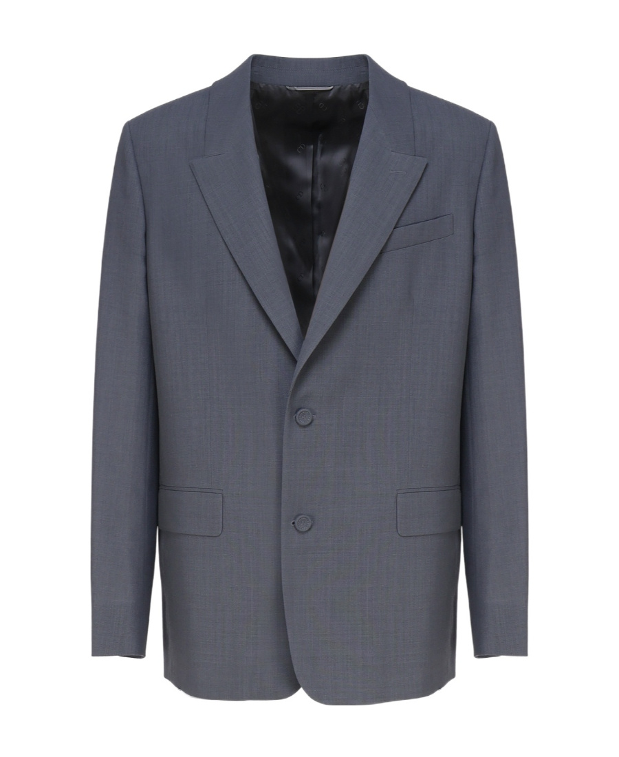 Dior Long Sleeved Lapel Suit Jacket In Gray