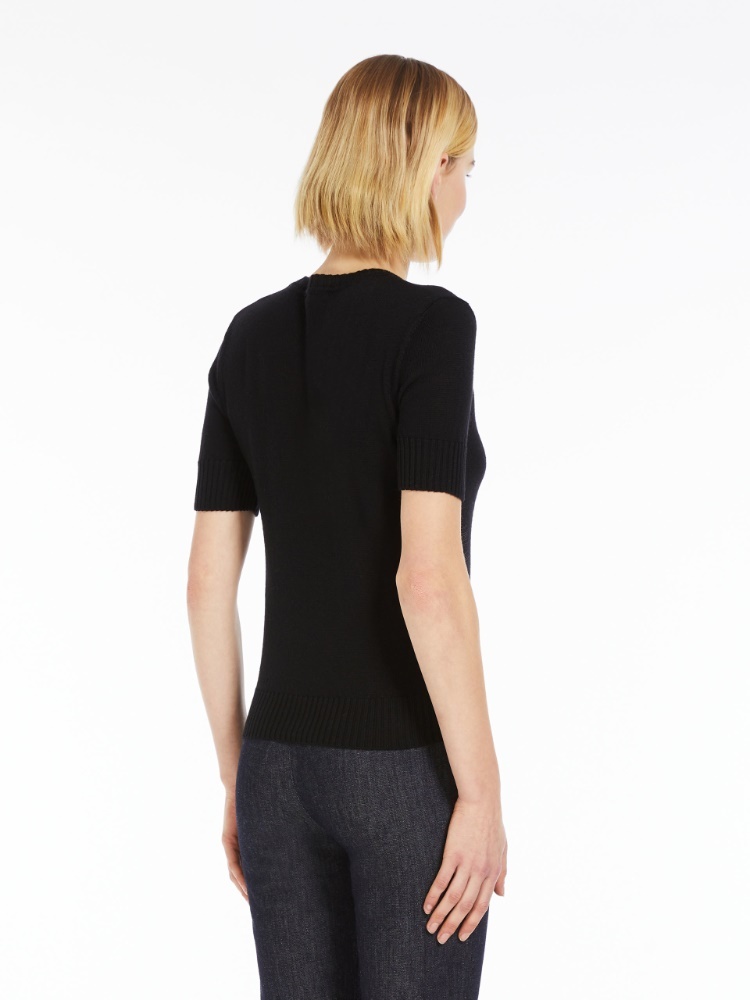 Max Mara Woolen Round Neck Sweater In Black