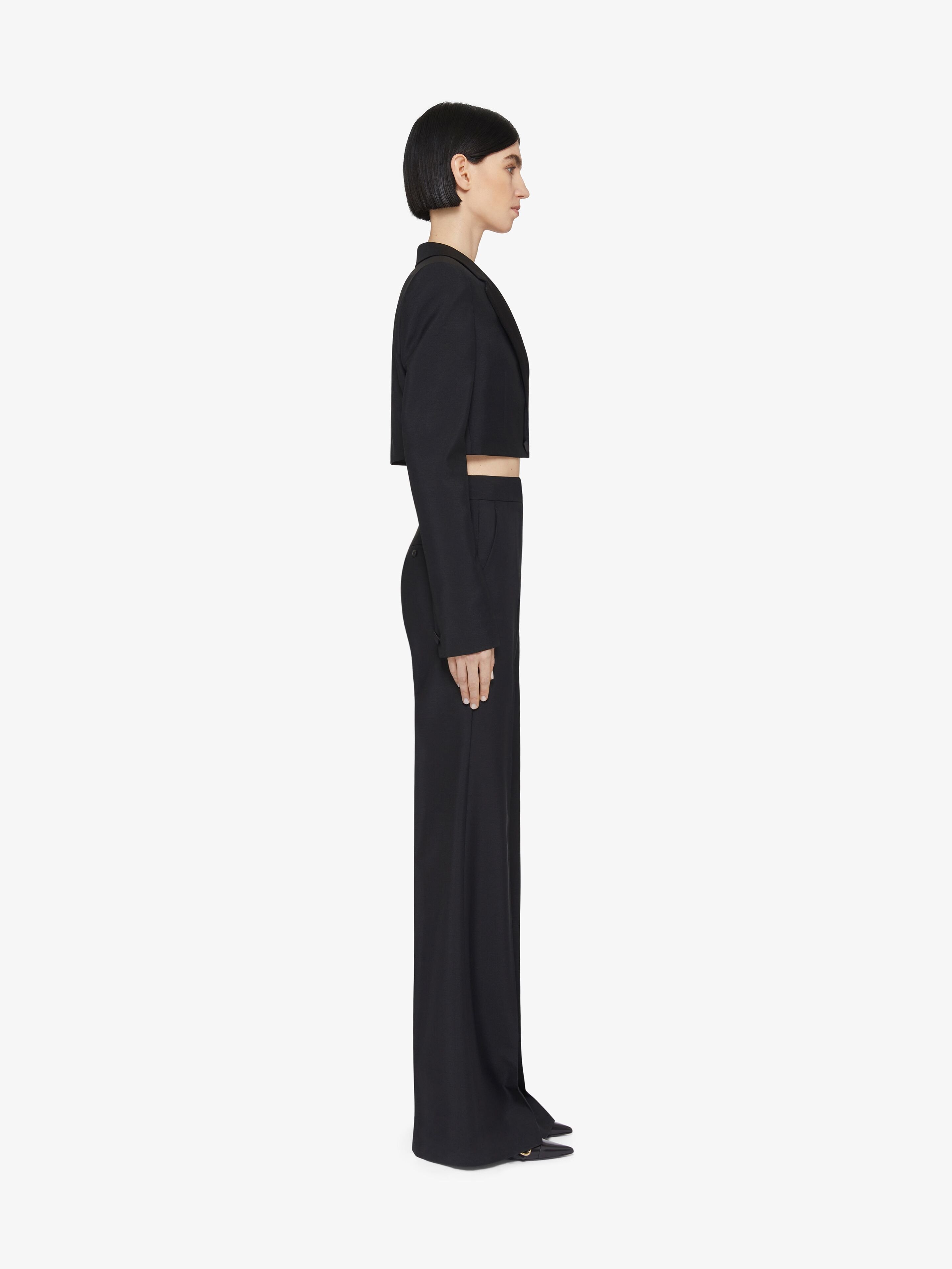 Givenchy Long-sleeved Wool Short Suit Coat In Black