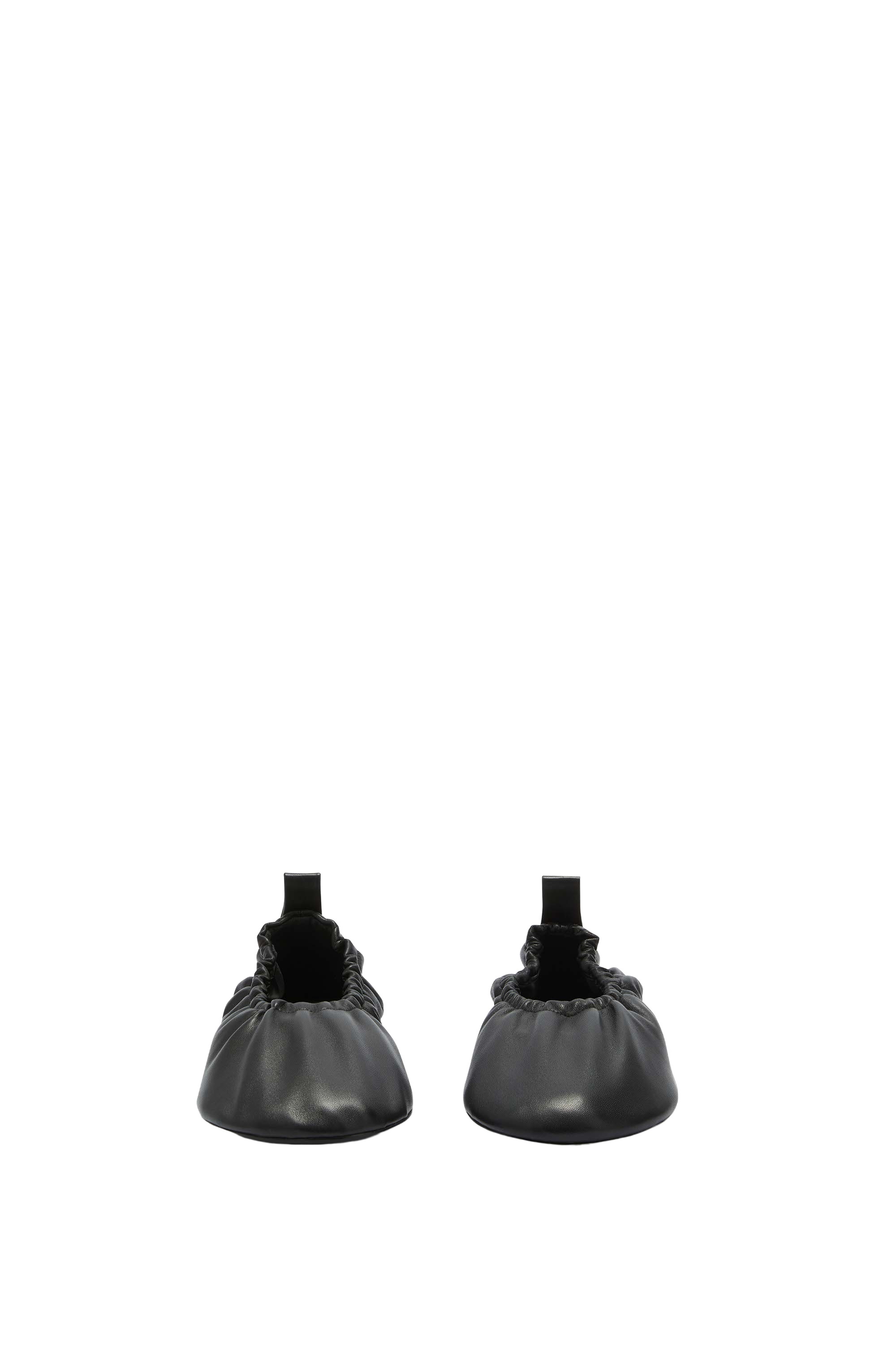Jil Sander Gathered-detail Leather Ballerina Shoes In Black