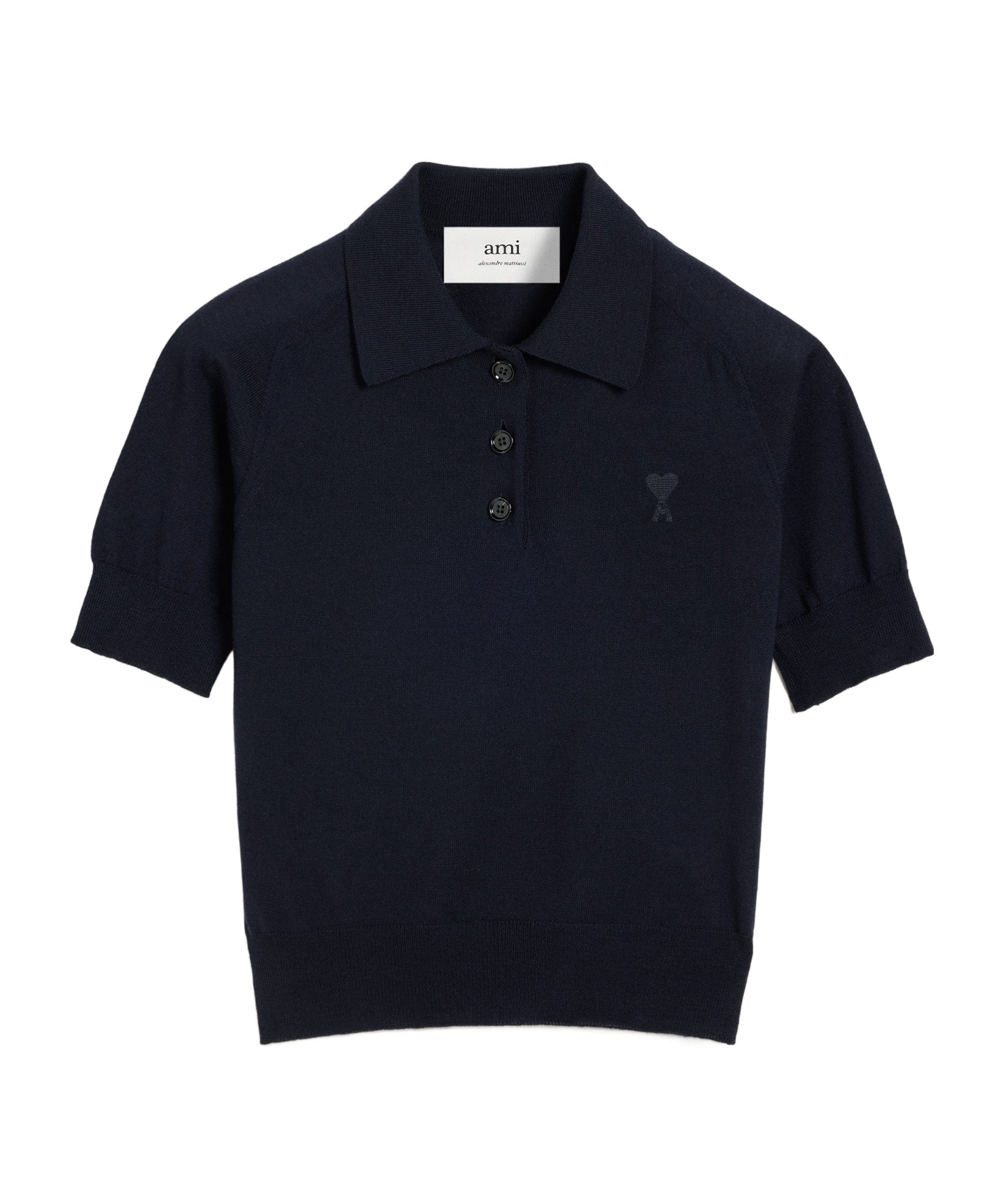Ami Alexandre Mattiussi Wool Polo Shirt In Black