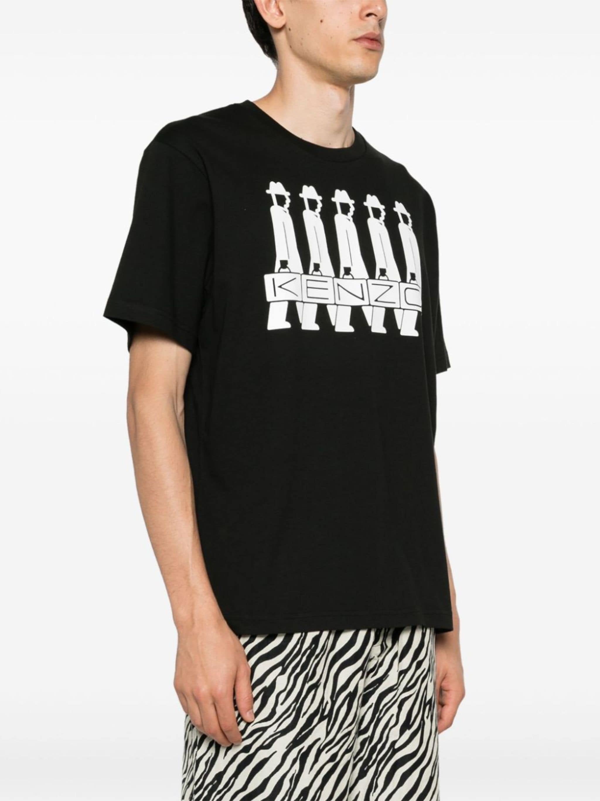 Kenzo Mens Black Business Illusion-print Cotton-jersey T-shirt In Black