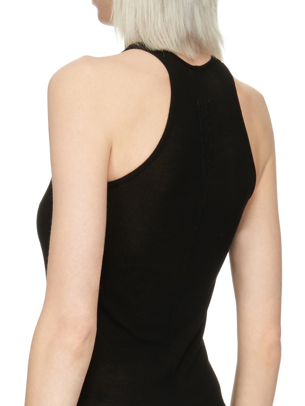 Rick Owens Ribbed-knit Racerback Minidress In Black