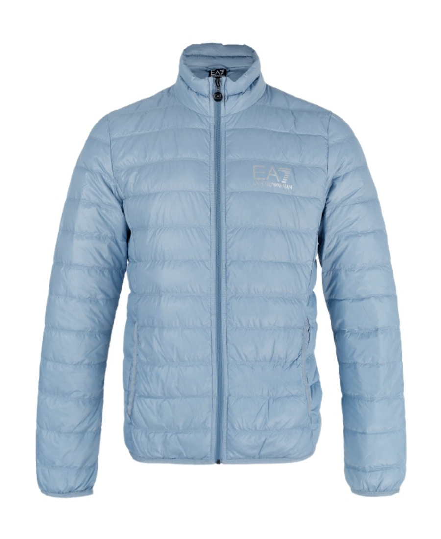 Ea7 Logo Details Down Jacket In Blue