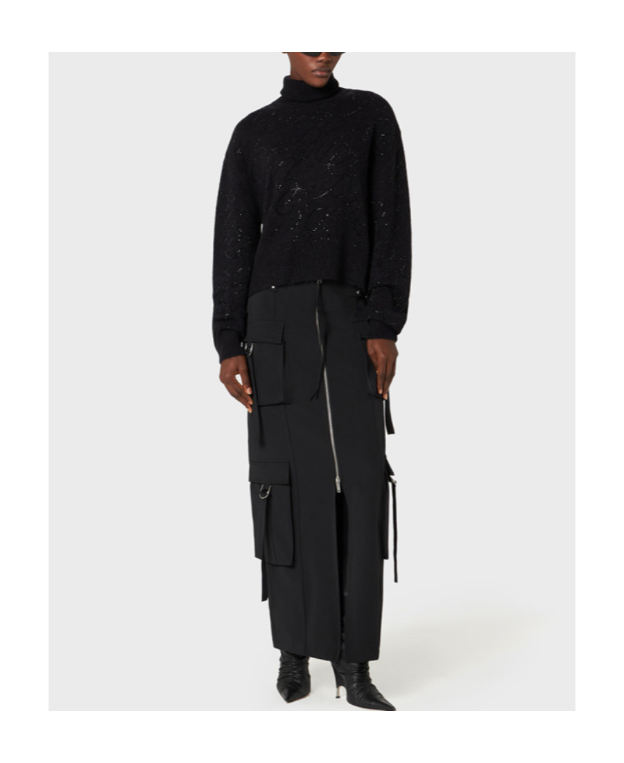 Blumarine Zip-fastening Maxi Skirt In Black