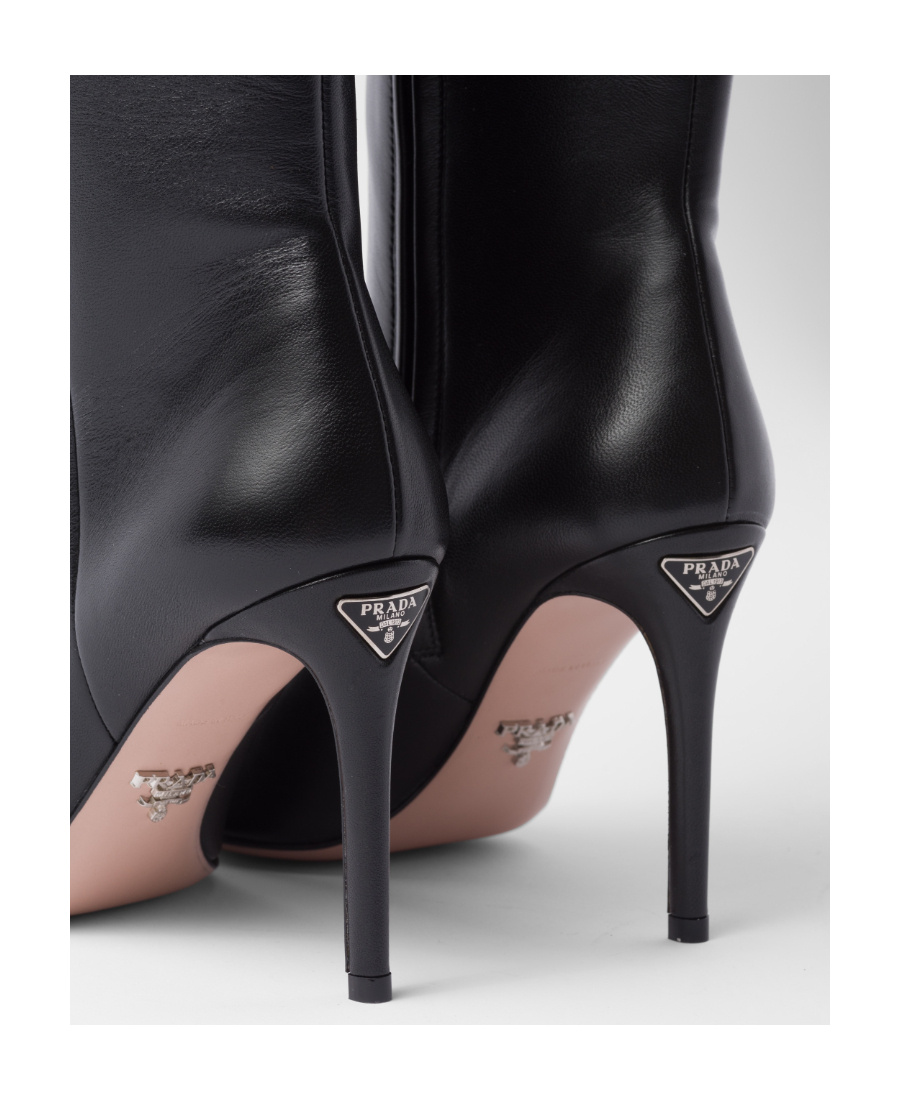 Prada 95mm Knee-high Nappa Leather Boots In Black