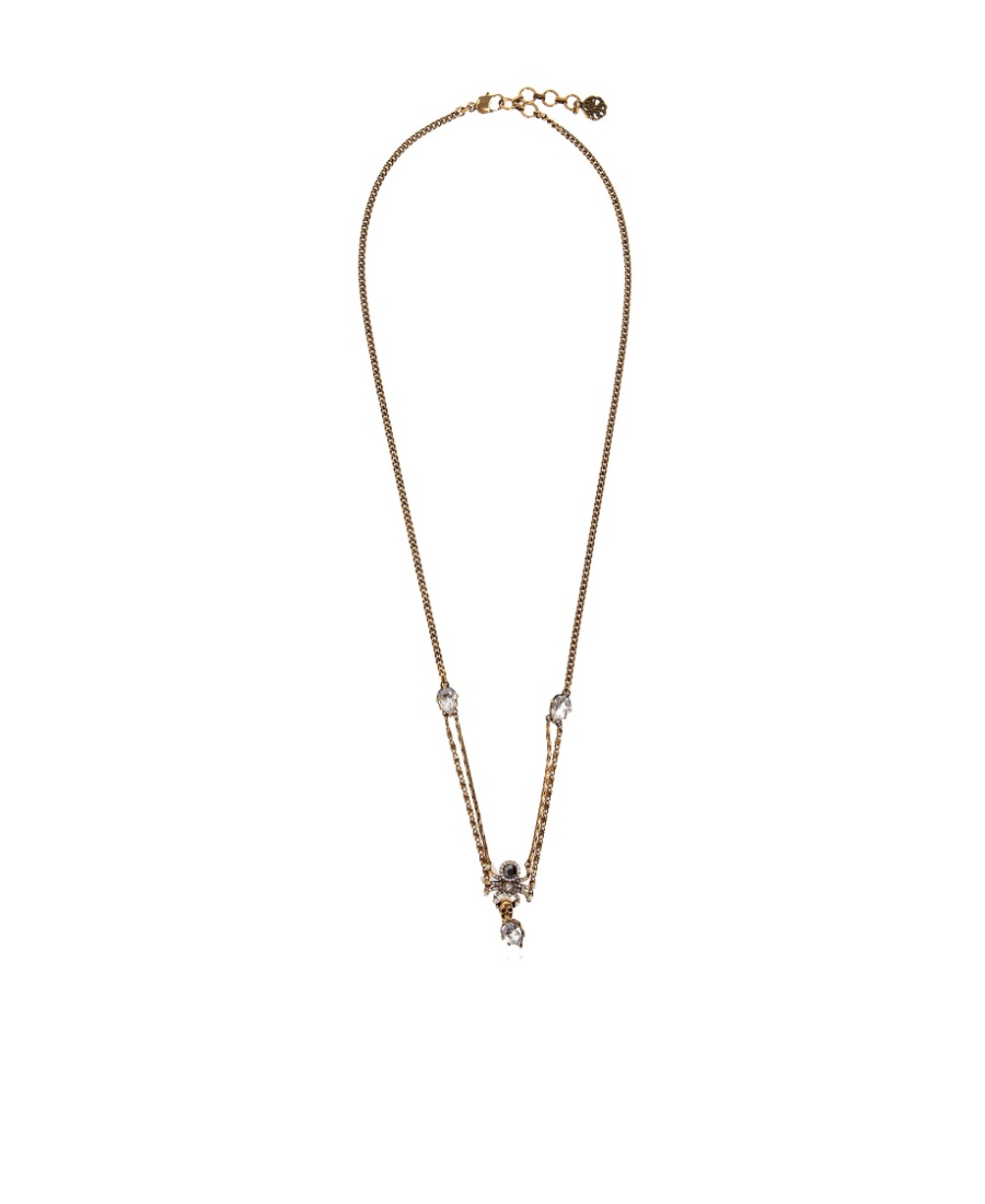 Alexander Mcqueen Skull-detail Chain Necklace In Yellow