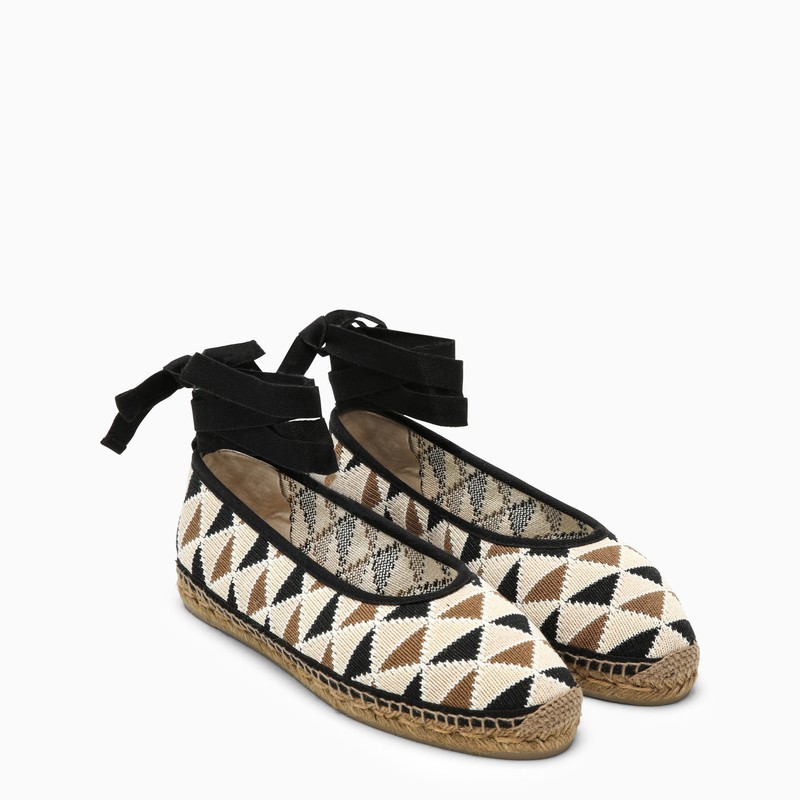 Shop Castaã±er Straw Shoes With Round Head And Low Upper