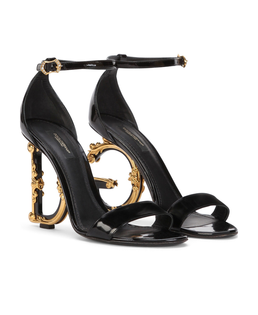 DOLCE & GABBANA LOGO OPEN-TOED HIGH-HEEL SANDALS