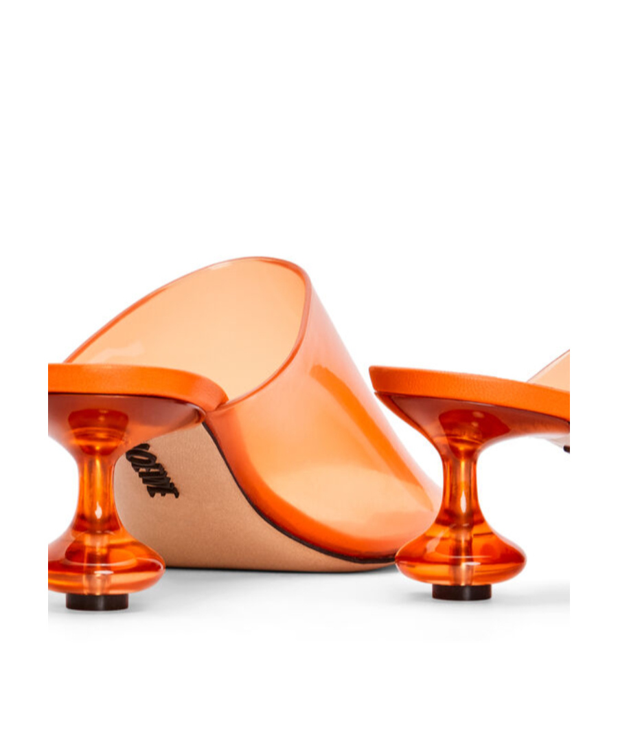 Loewe Logo High-heeled Sandals In Orange