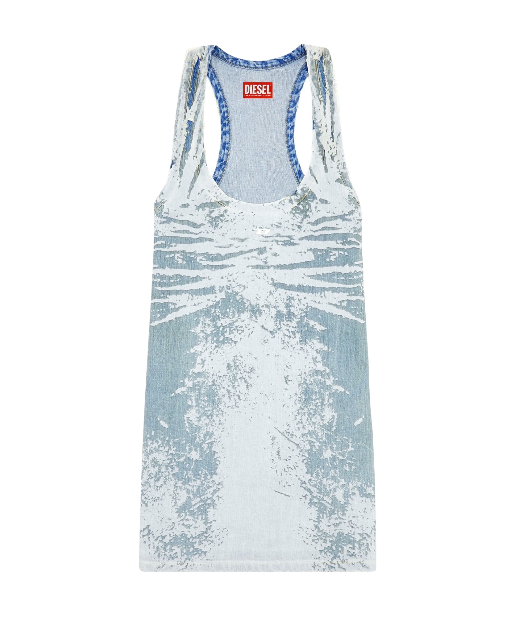 Diesel Mini Abito In Denim Stampato Donna In White