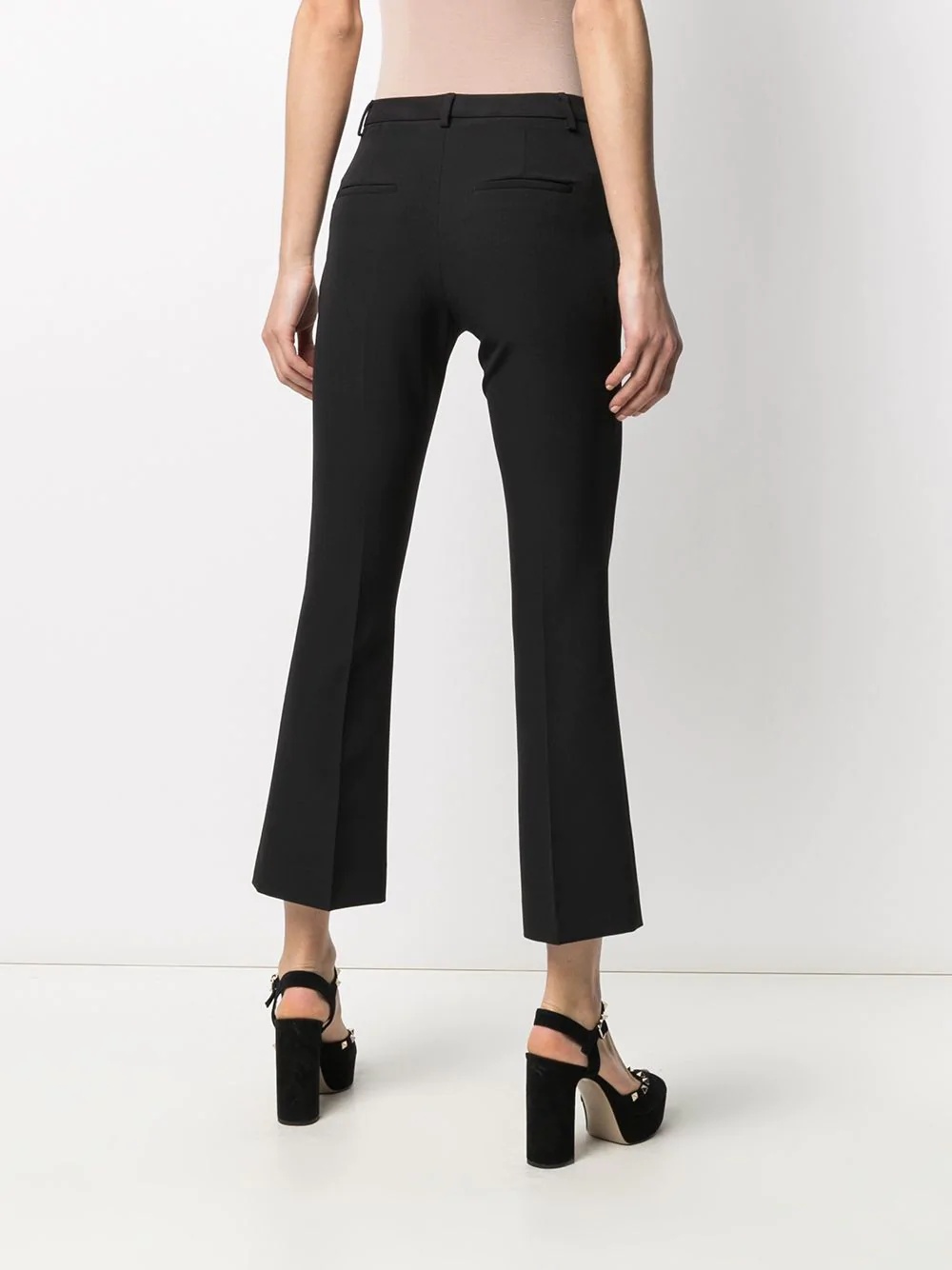 Pt01 Cropped Flared Tailored Trousers In Black