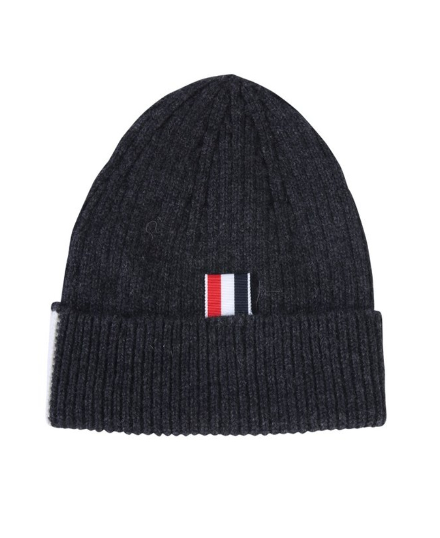 THOM BROWNE 4-BAR STRIPE CASHMERE RIB HAT