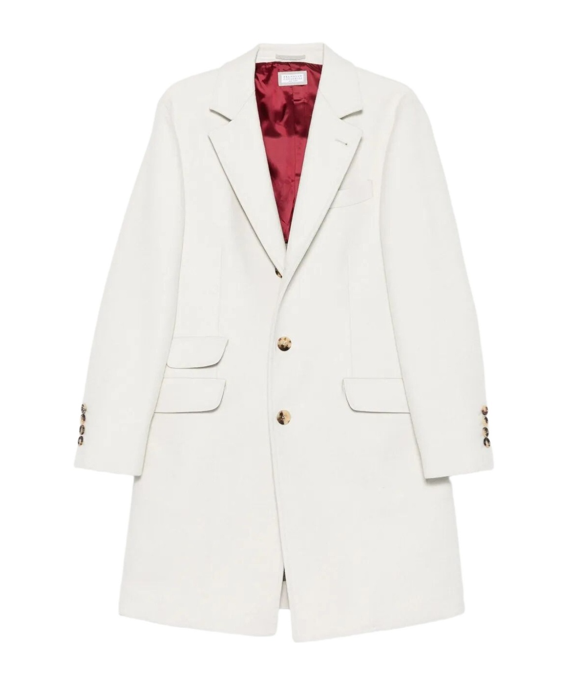 Brunello Cucinelli Gold-button Patch-pocket Coat In White