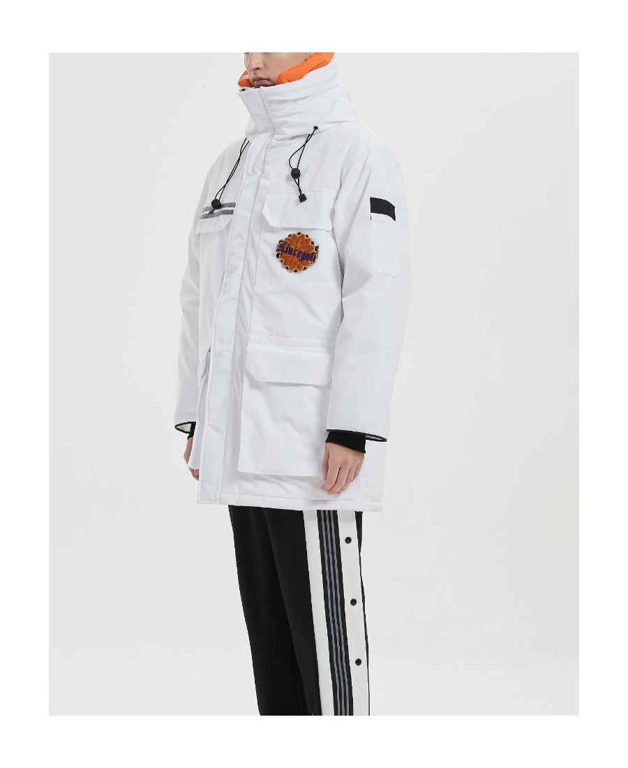 Liuregali 3m Reflective Velcro Can Replace Collar And Hat Down Jacket In White
