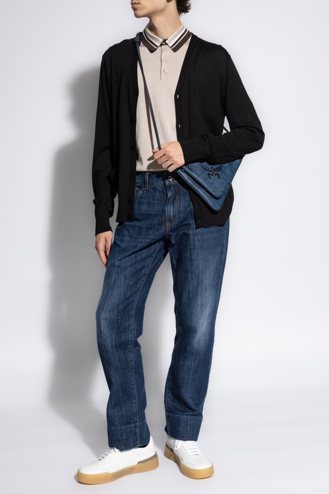 Dolce & Gabbana Logo-embroidered Cardigan In Black