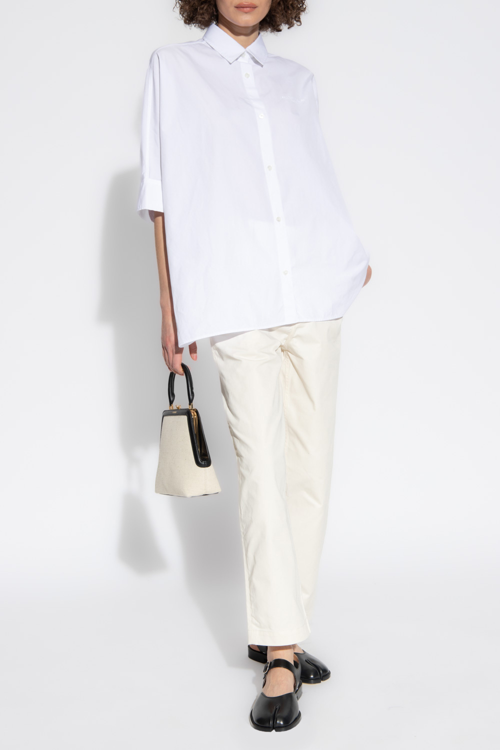 MAISON KITSUNÉ EMBROIDERED-LOGO COTTON PANTS