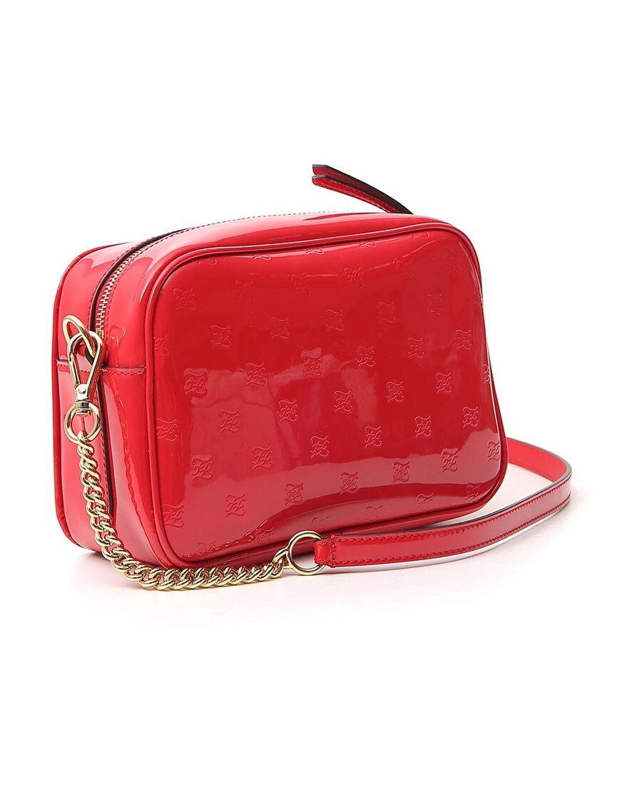 Fendi Karligraphy Embossed Crossbody Bag In Red