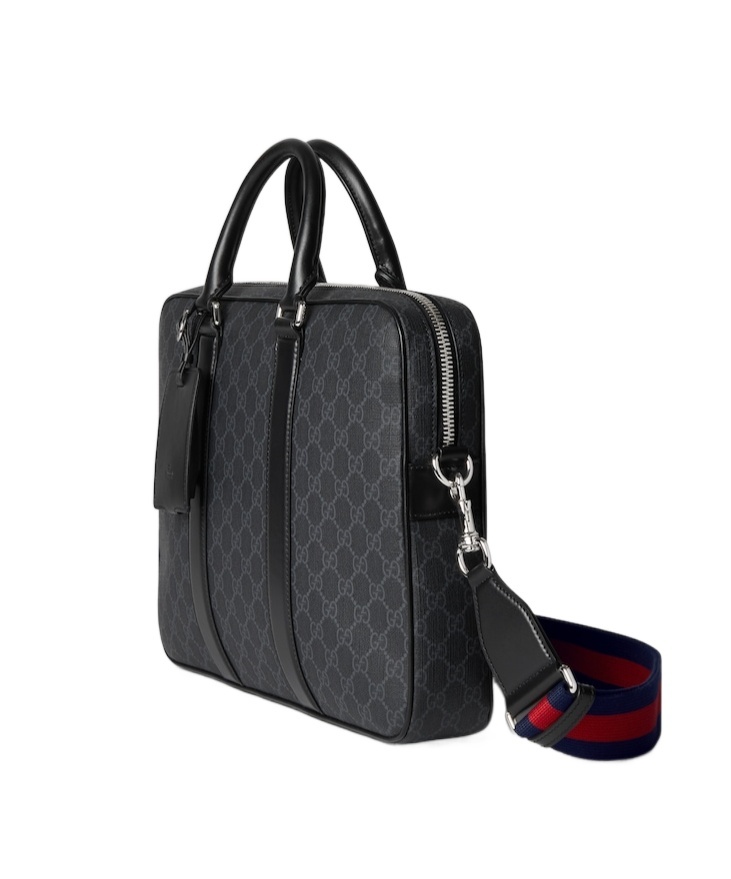 Gucci Gg Supreme Canvas Briefcase In Black