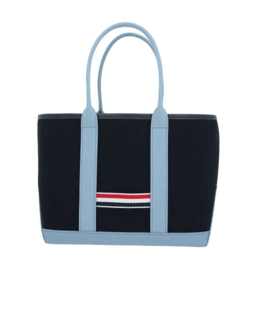 Thom Browne Rwb-stripe Canvas Tote Bag In Black