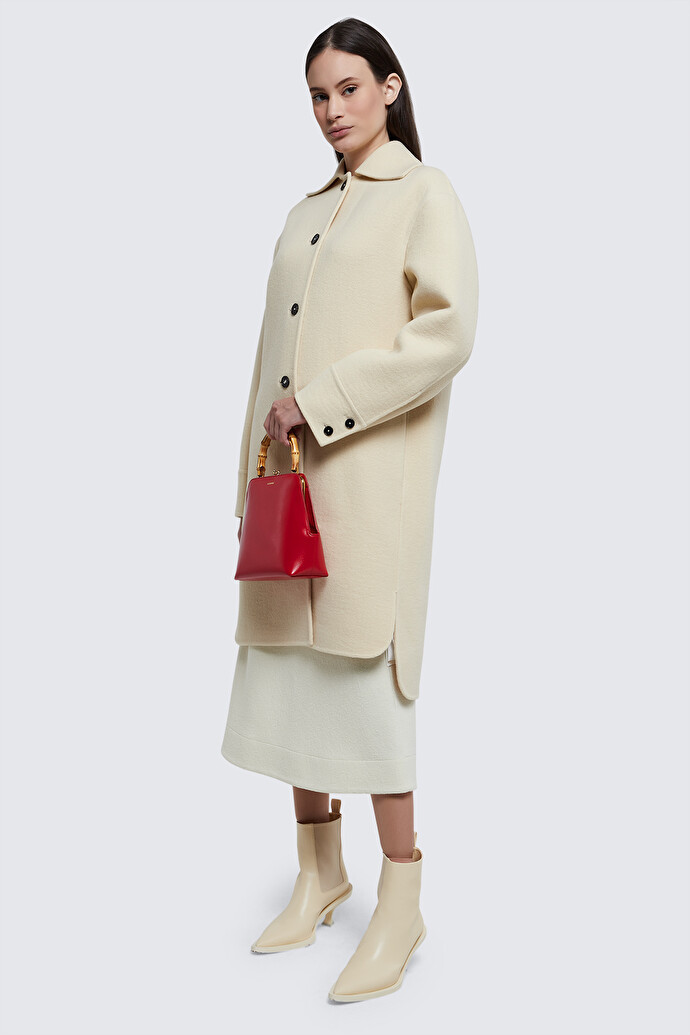 Jil Sander Double-breasted Wool Coat In White