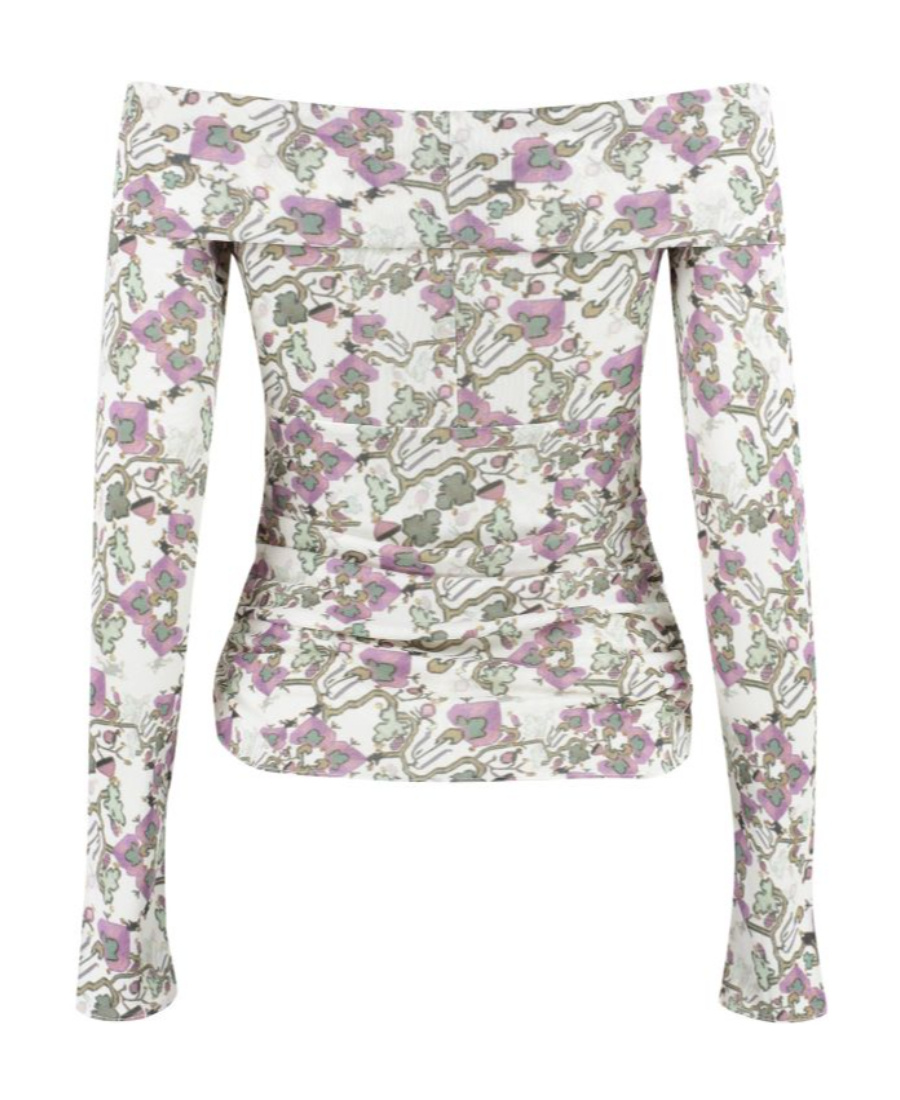 Shop Isabel Marant Logo Long-sleeved Blouse In White
