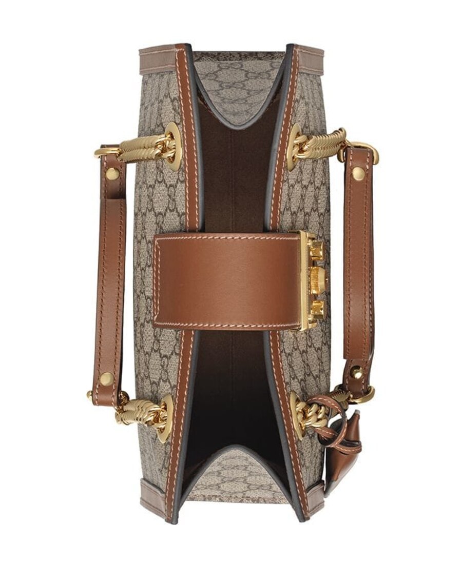 Gucci Padlock Gg Supreme Canvas Shoulder Bag In Nude