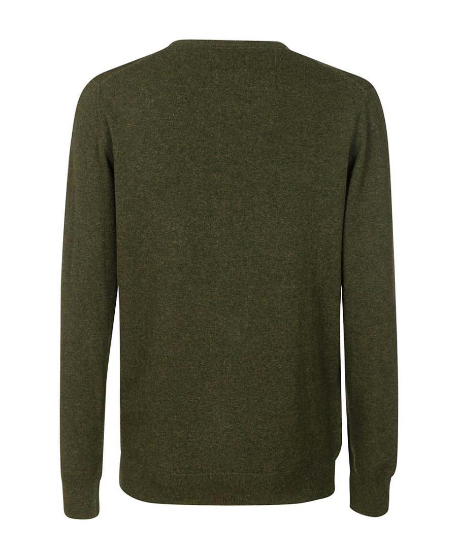 Barbour Logo Embroidered Crewneck Knitted Jumper In Green