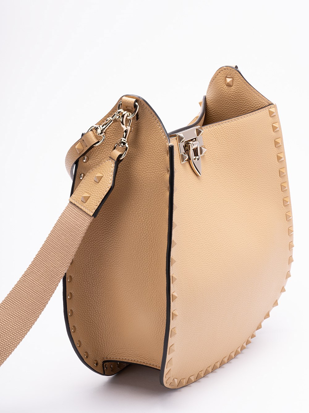 Valentino Rockstud-embellished Leather Shoulder Bag In Nude