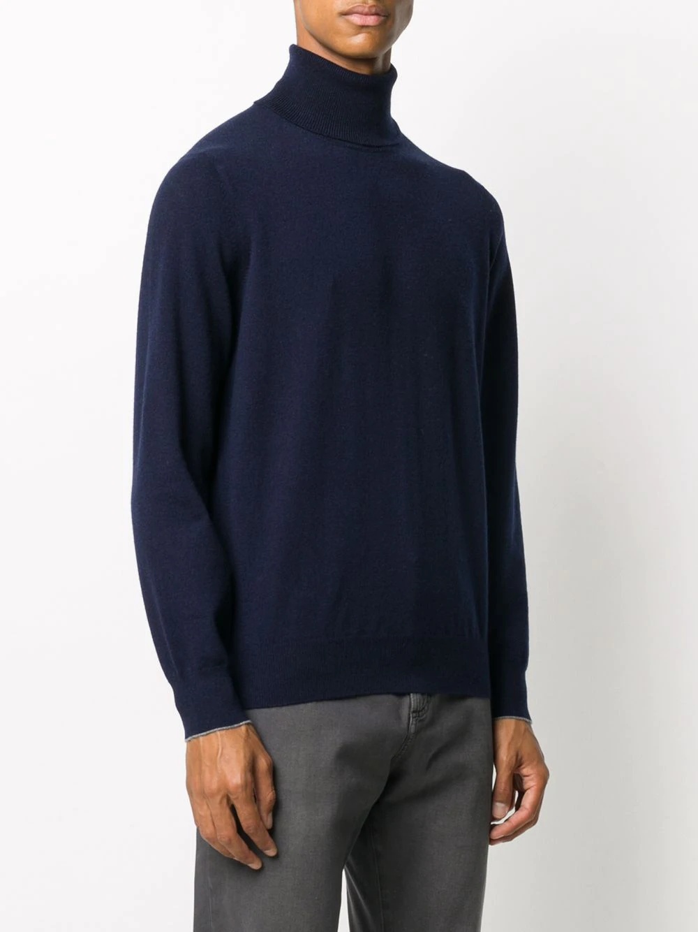 Brunello Cucinelli Knit Turtleneck Sweater Ribbed Cuffs In Black