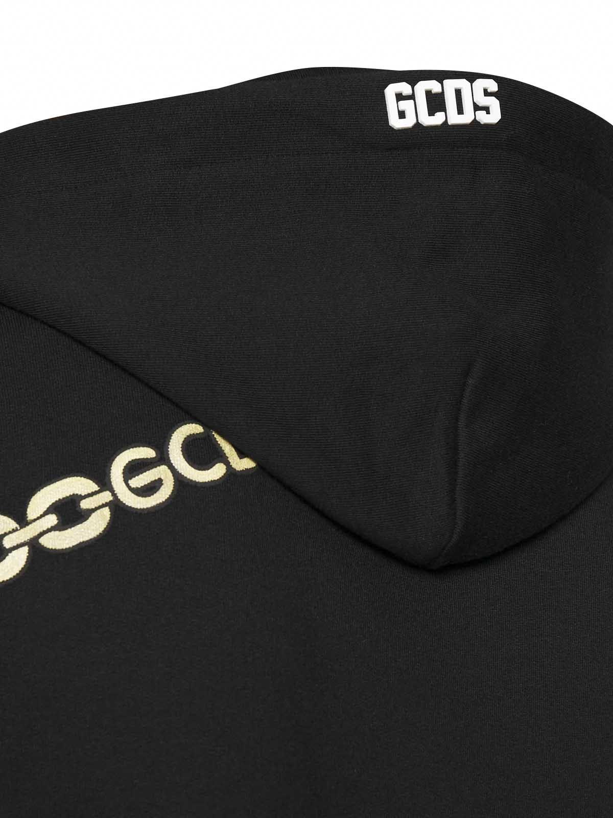 Gcds Chain-link Logo-print Hoodie In Black