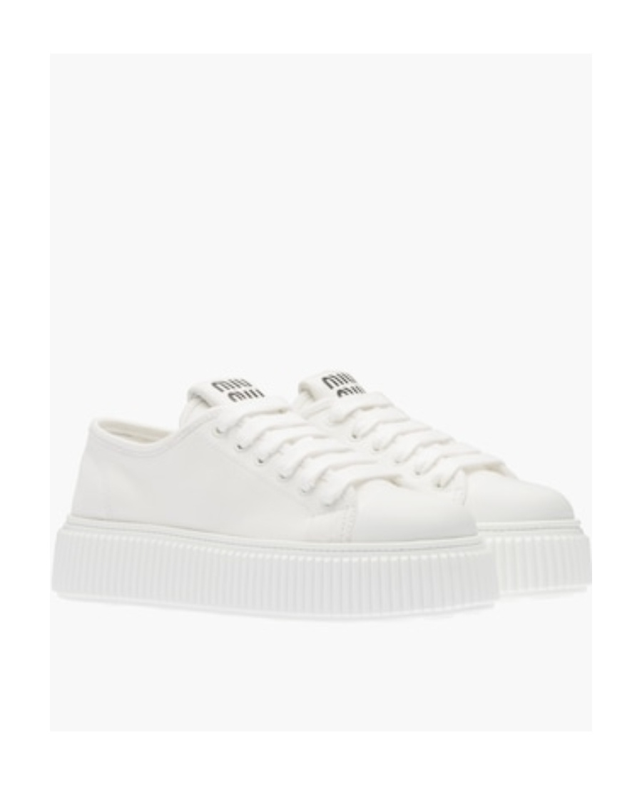 Miu Miu Denim Low-top Sneakers In White