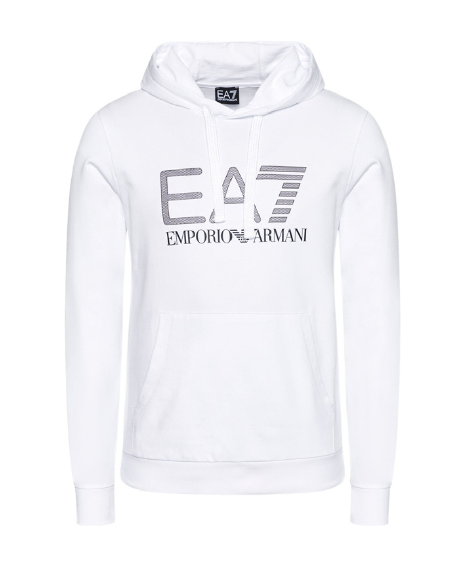 Ea7 Logo Hooded Sweater In White