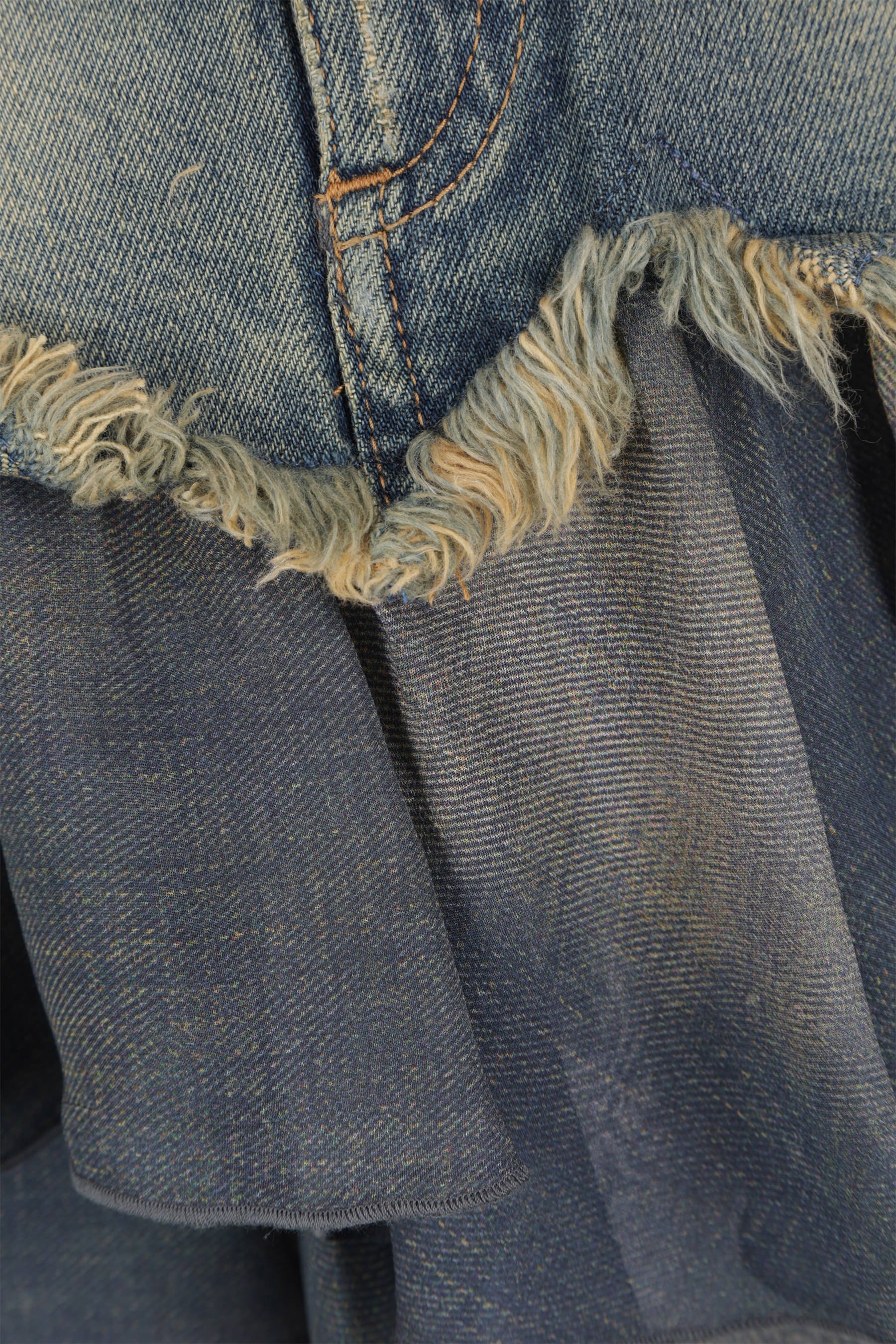 Blumarine Ruffled-hem Distressed Denim Skirt In Black