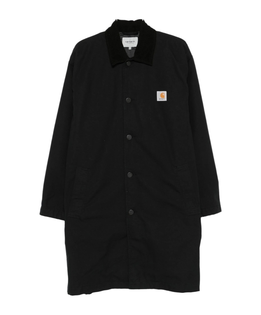 Carhartt Webster Button-fastening Logo-patch Coat In Black
