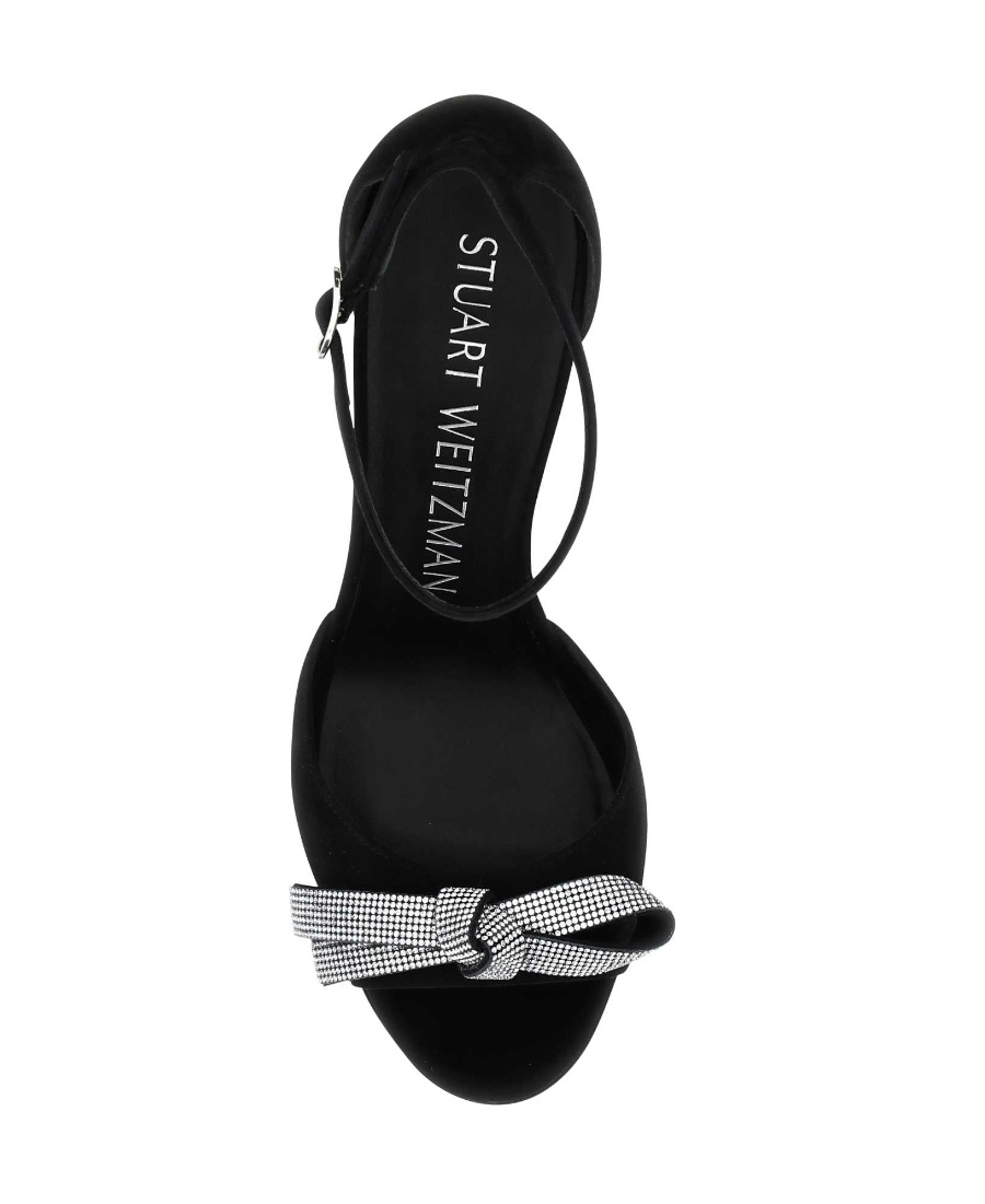 Stuart Weitzman 125mm Embellished-bow Detail Sandals In Black